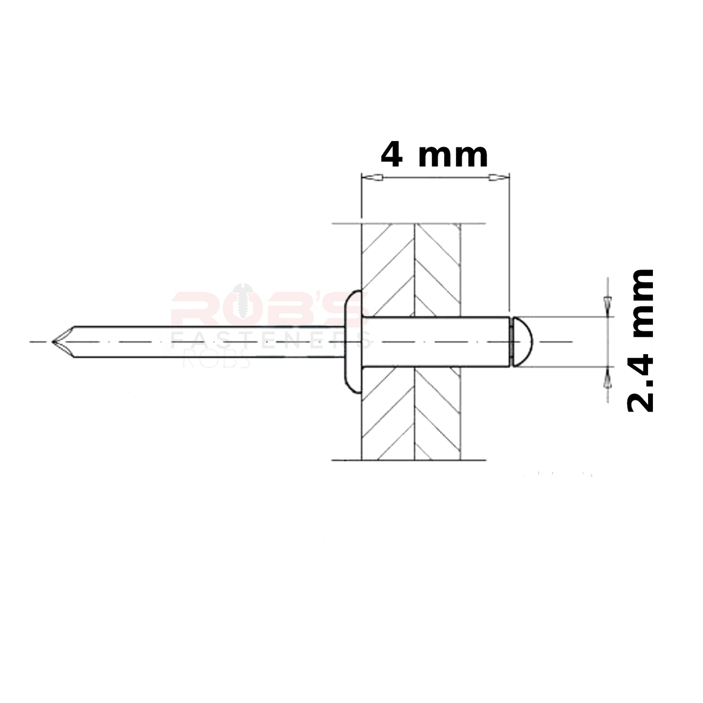 Rivets 2.4 x 4 mm Standard ALU/STEEL Dome