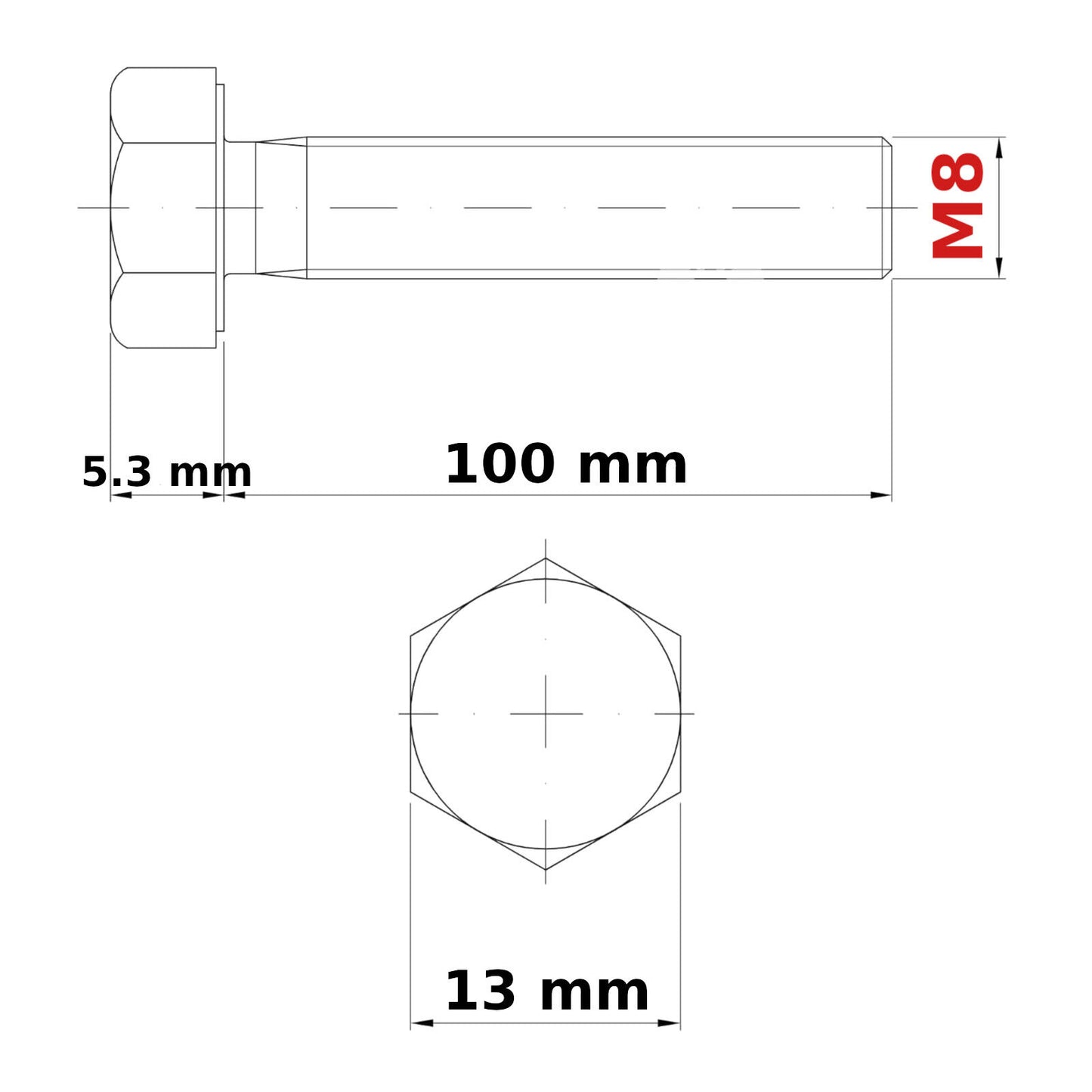 M8 HEX HEAD SETSCREWS FULLY THREADED DIN 933
