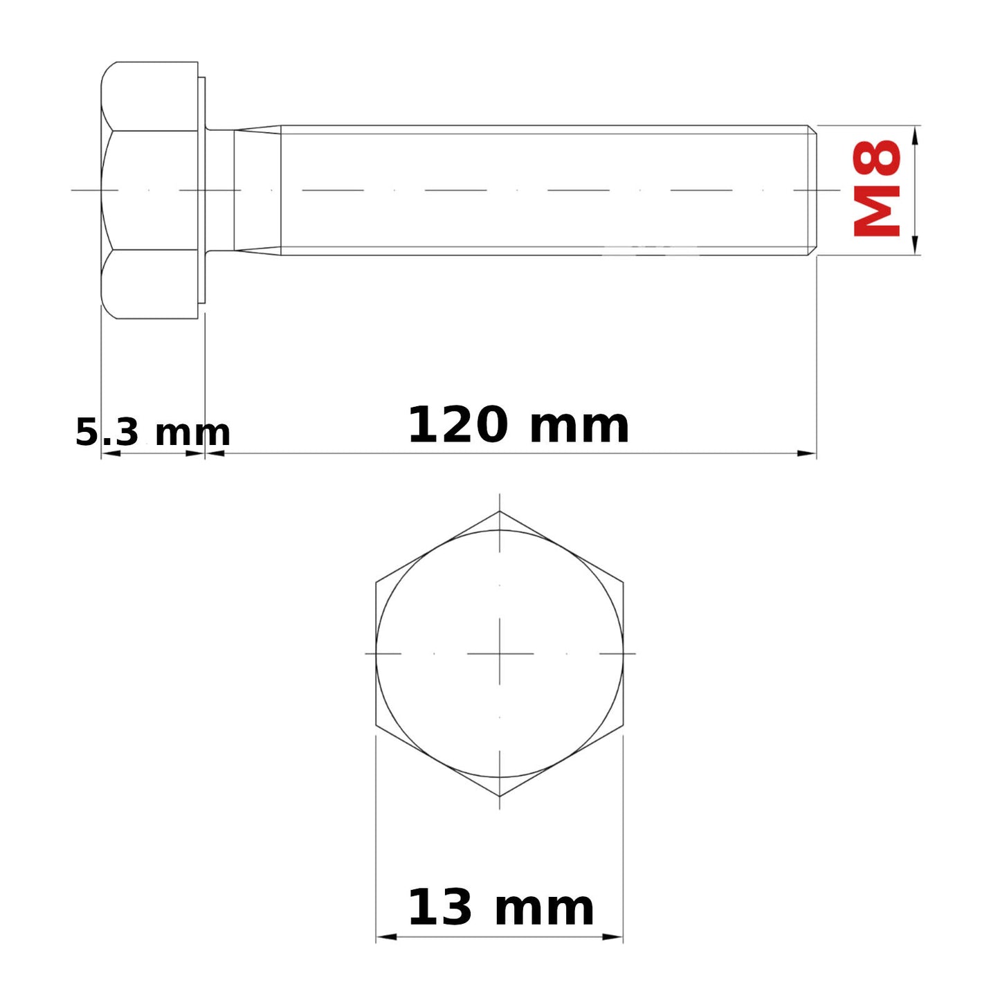 M8 HEX HEAD SETSCREWS FULLY THREADED DIN 933