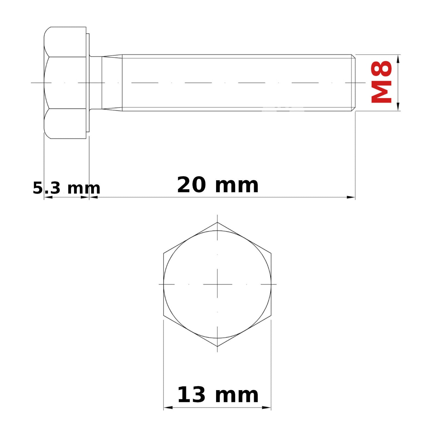 M8 HEX HEAD SETSCREWS FULLY THREADED DIN 933