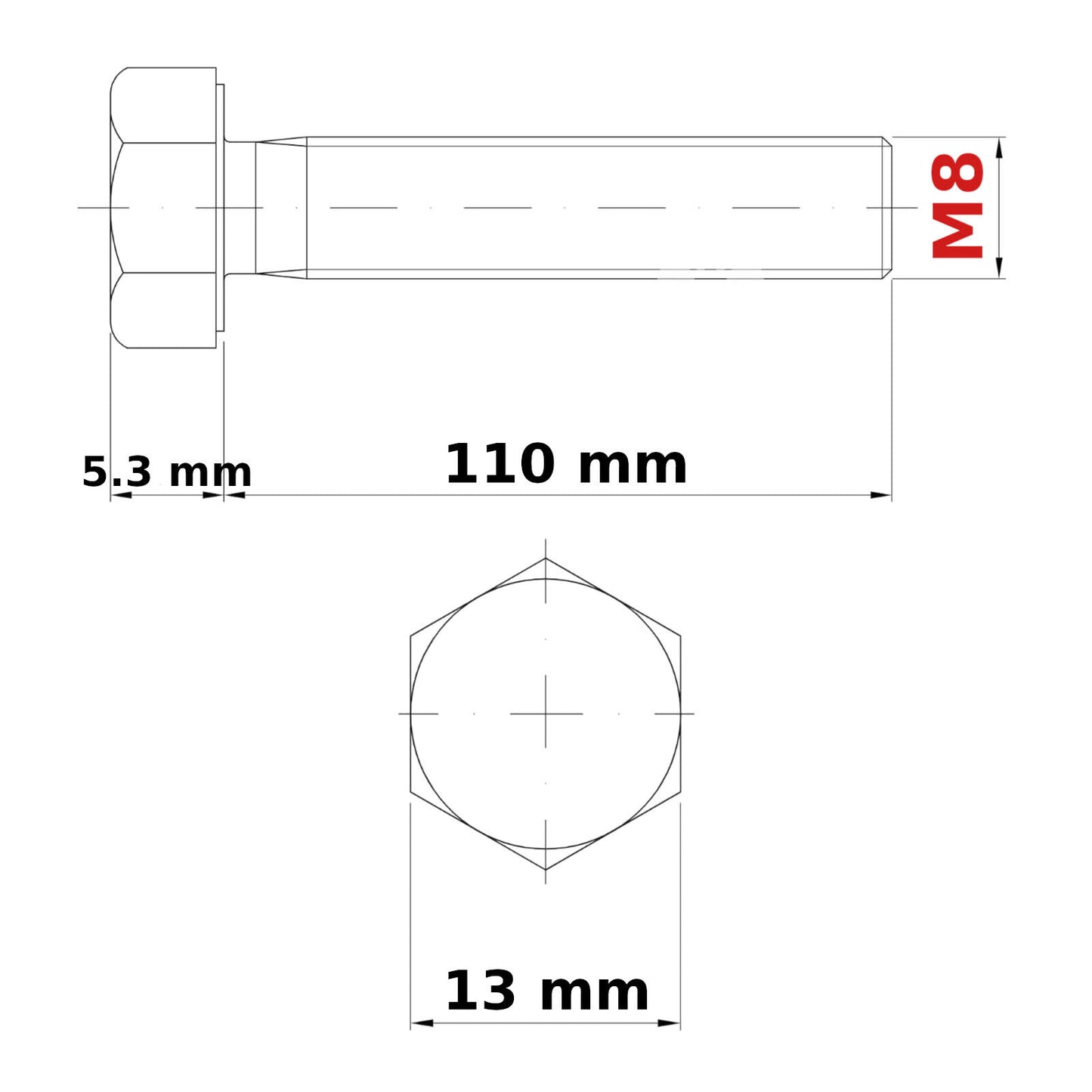 M8 HEX HEAD SETSCREWS FULLY THREADED DIN 933