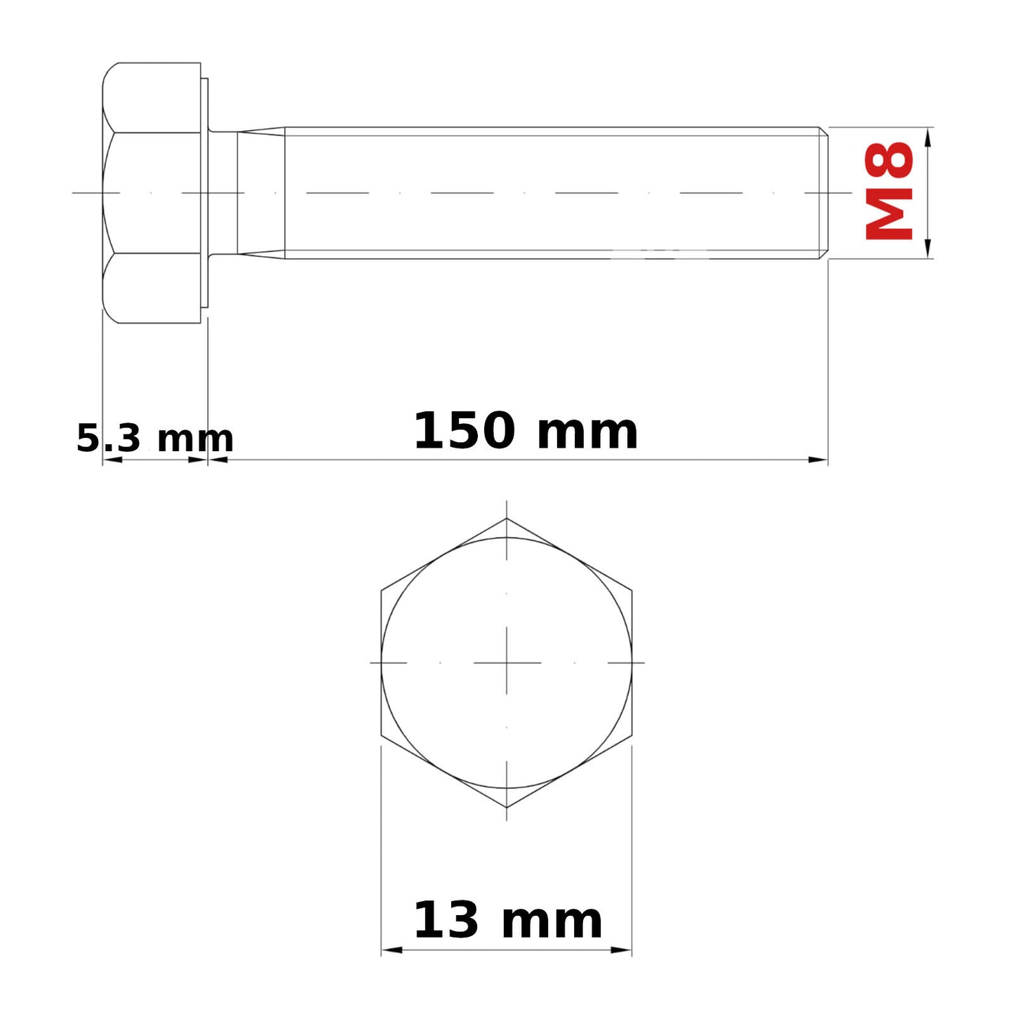 M8 HEX HEAD SETSCREWS FULLY THREADED DIN 933