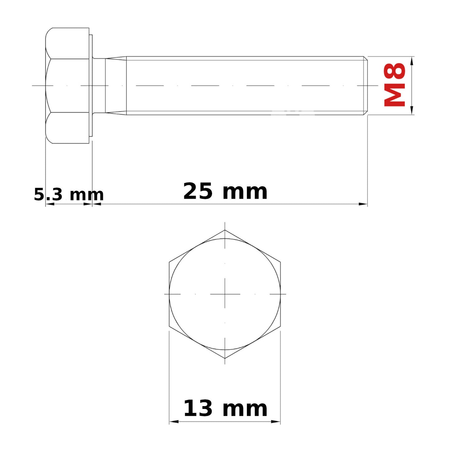 M8 HEX HEAD SETSCREWS FULLY THREADED DIN 933