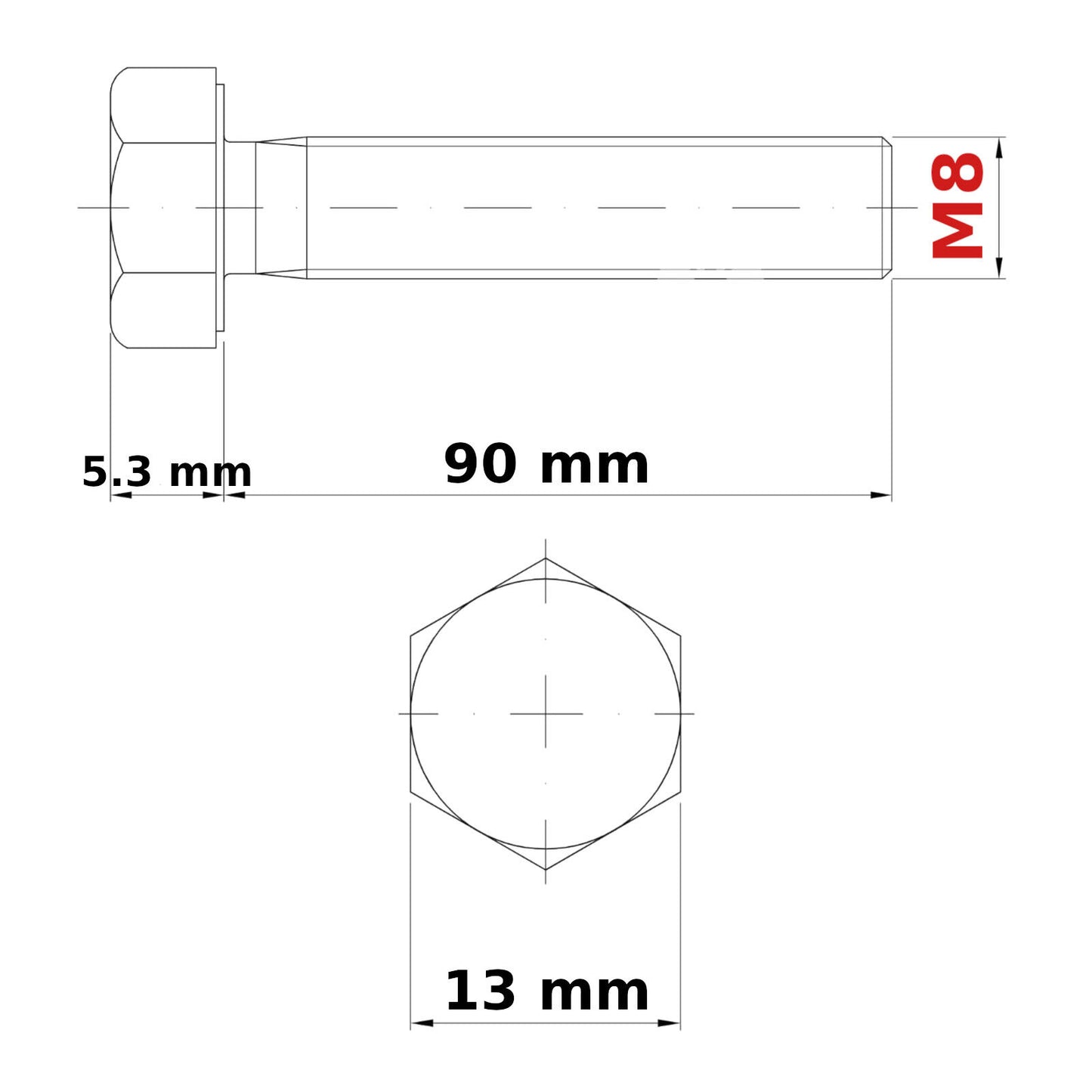 M8 HEX HEAD SETSCREWS FULLY THREADED DIN 933