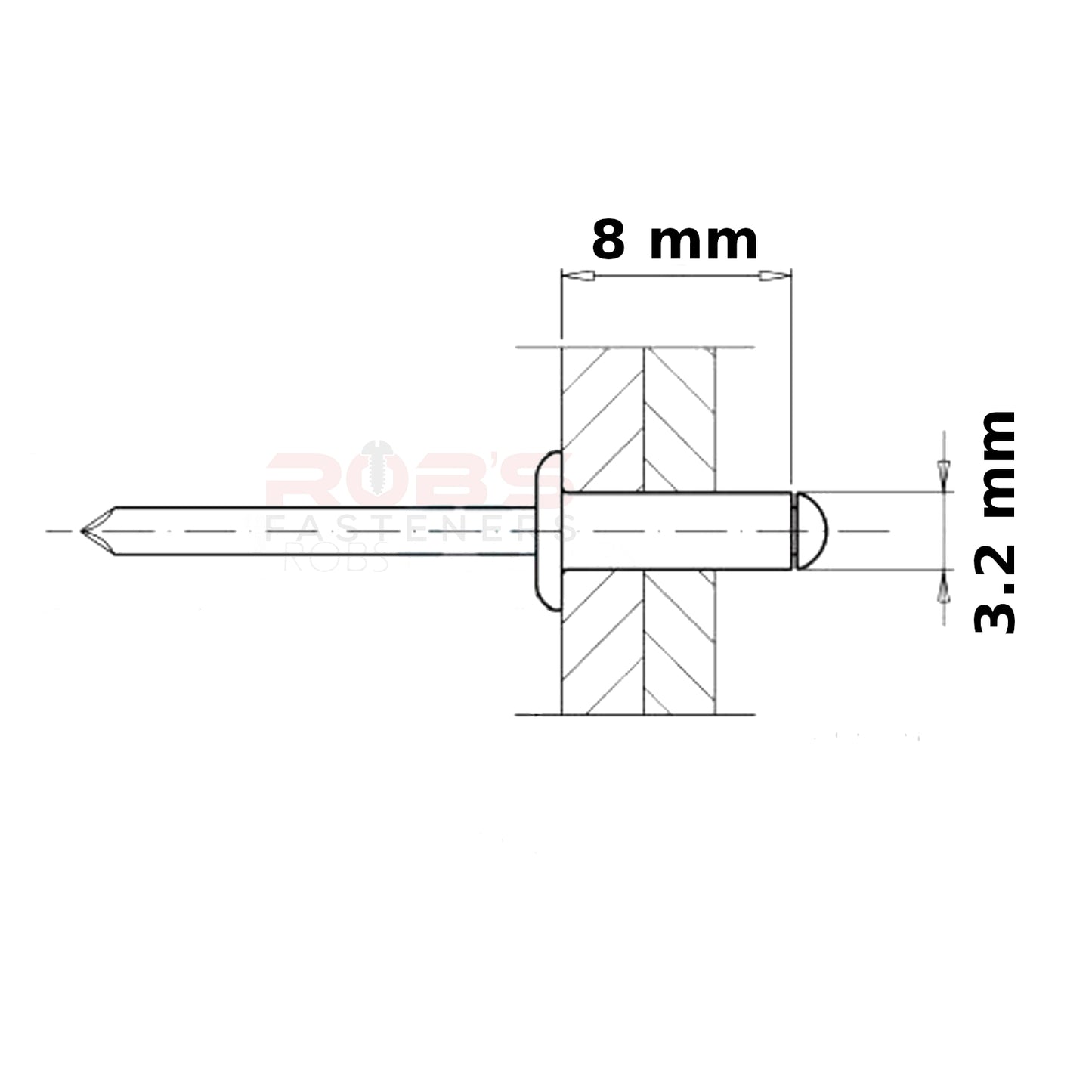 Pop Rivets 3.2mm Rivet Aluminium Head Steel Mandrel Dome Head Blind Standard