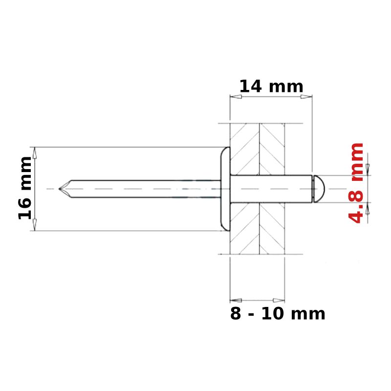 POP RIVETS 4.8mm LARGE FLANGE ALUMINIUM HEAD-STEEL MANDREL DOME BLIND