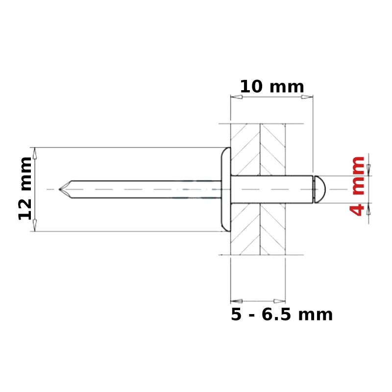 POP RIVETS 4mm LARGE FLANGE ALUMINIUM HEAD-STEEL MANDREL DOME BLIND