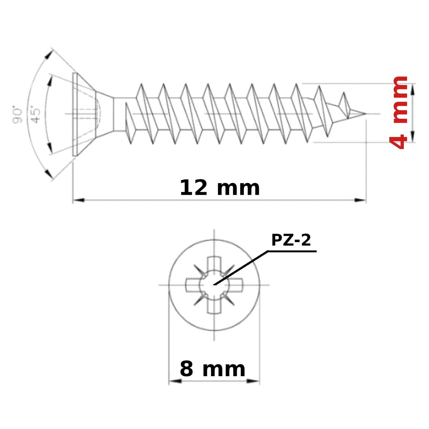 ø 4mm SELF TAPPING SCREWS COUNTERSUNK HEAD POZI MULTI PURPOSE WOOD CHIPBOARD