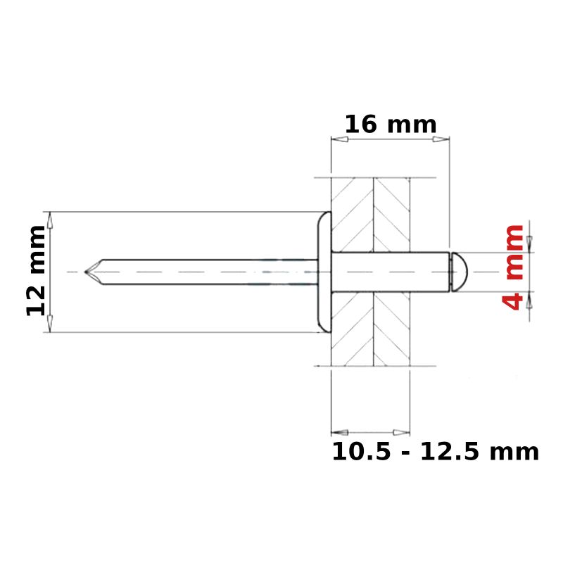 POP RIVETS 4mm LARGE FLANGE ALUMINIUM HEAD-STEEL MANDREL DOME BLIND
