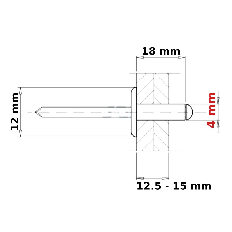 POP RIVETS 4mm LARGE FLANGE ALUMINIUM HEAD-STEEL MANDREL DOME BLIND