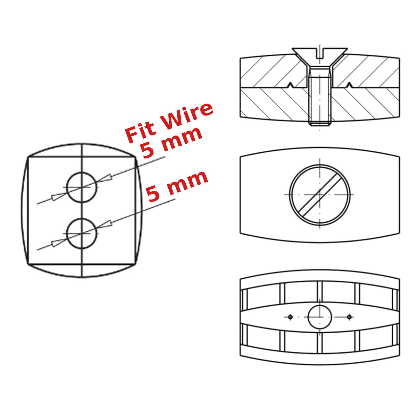 5mm EGG SHAPE WIRE ROPE FITTINGS CABLE CLAMP CLIPS GRIPS ZINC COATING