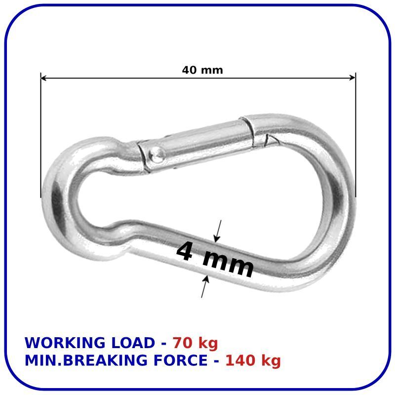 Carabiner Clip 4 mm Snap Hook Spring Karabiner Clips Locking Carbin
