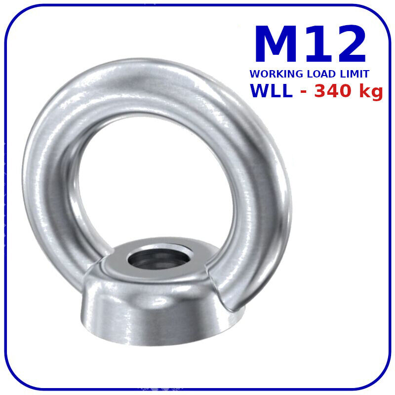 Eye Nuts M12 12mm Lifting Nut Zinc Plated Steel Working Load 340 kg DIN 582