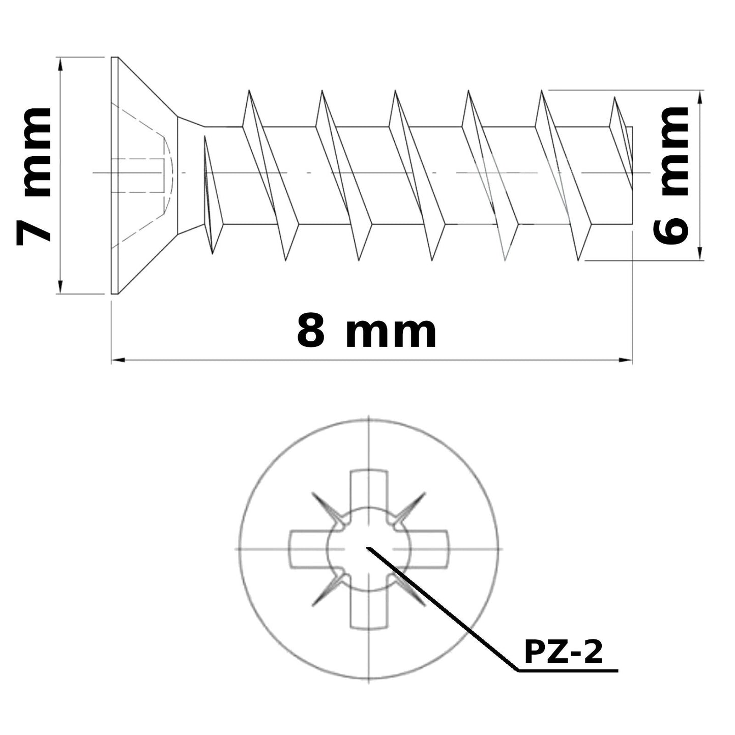 M6 6mm x 8mm FURNITURE SCREWS MOUNTING DRAW RUNNERS HINGES FLAT HEAD EURO SCREW