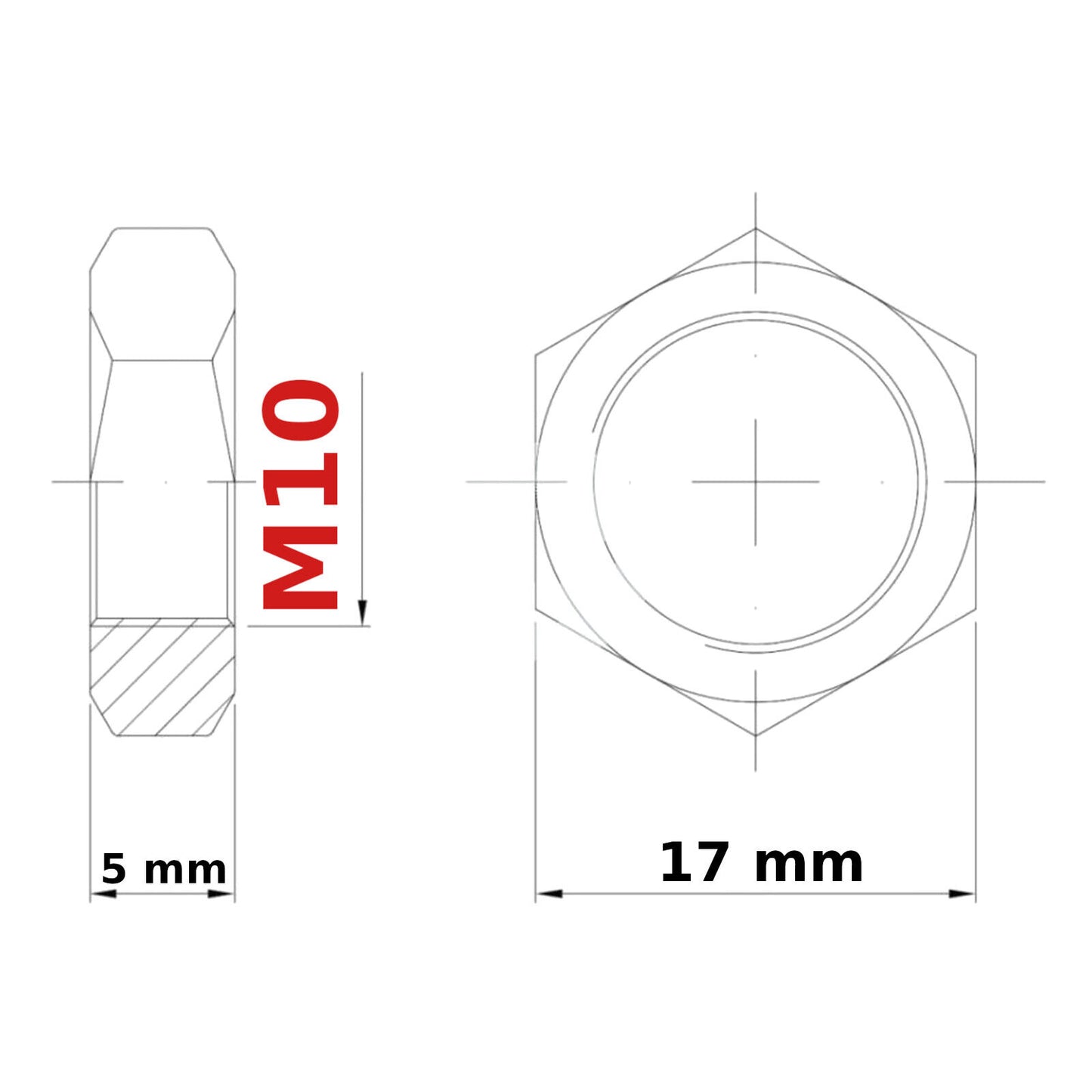 M10 (10mm) NUTS HALF DIN 439