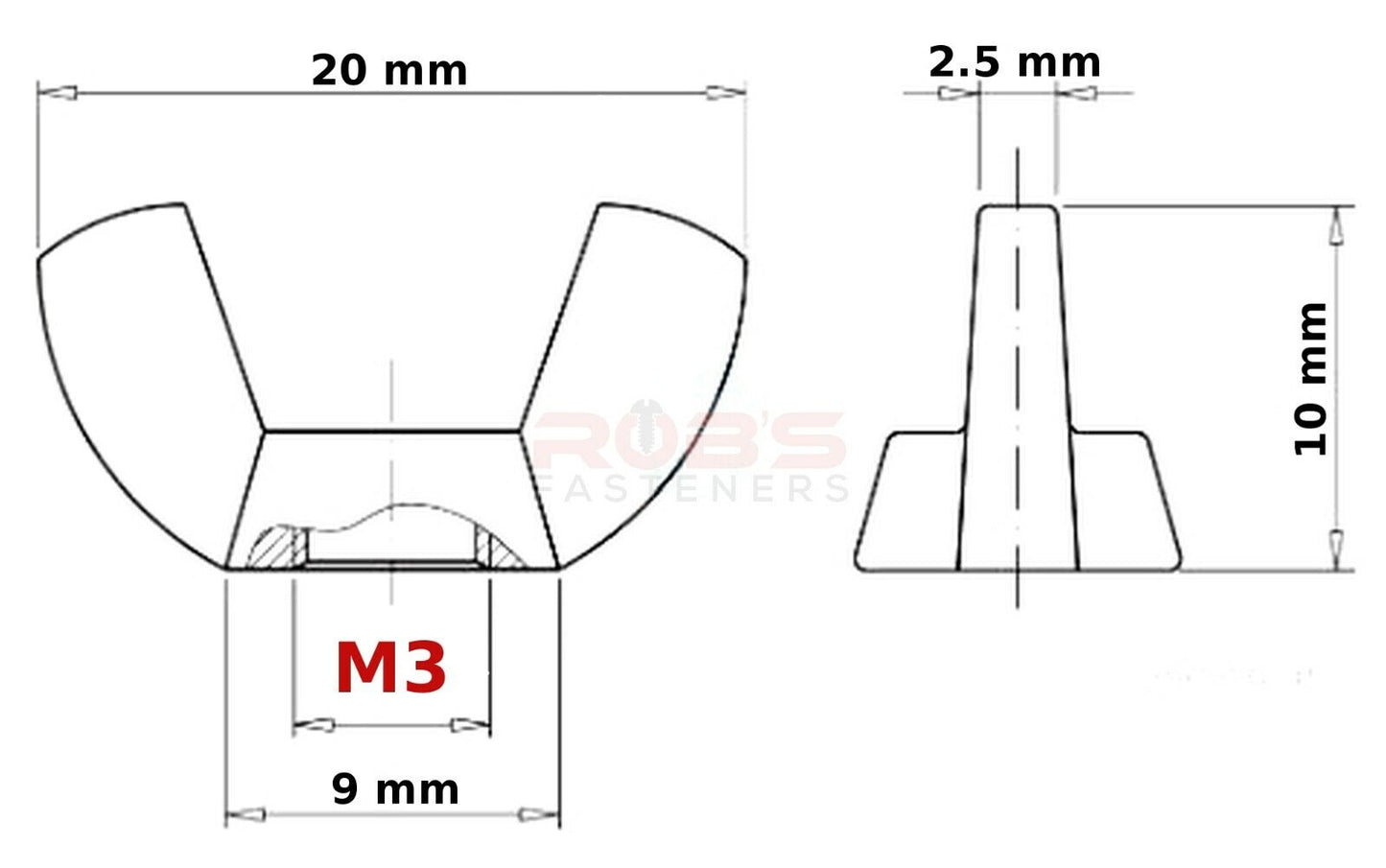 M3 (3mm) NUTS WING DIN 315