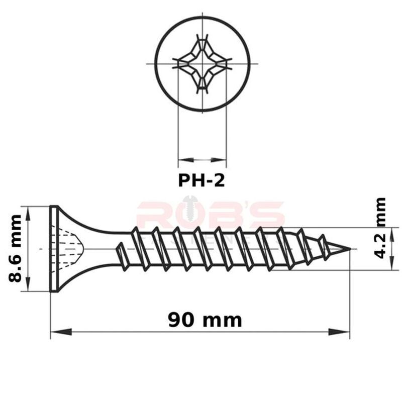 4.2mm Drywall Screws Plasterboard Screw Bugle Head Coarse Thread Black Phosphate