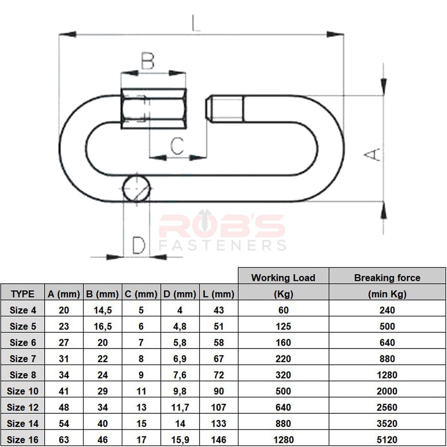 Quick Repair Link Chain Extend Screw Lock Fastener Carabiner Rope Hook