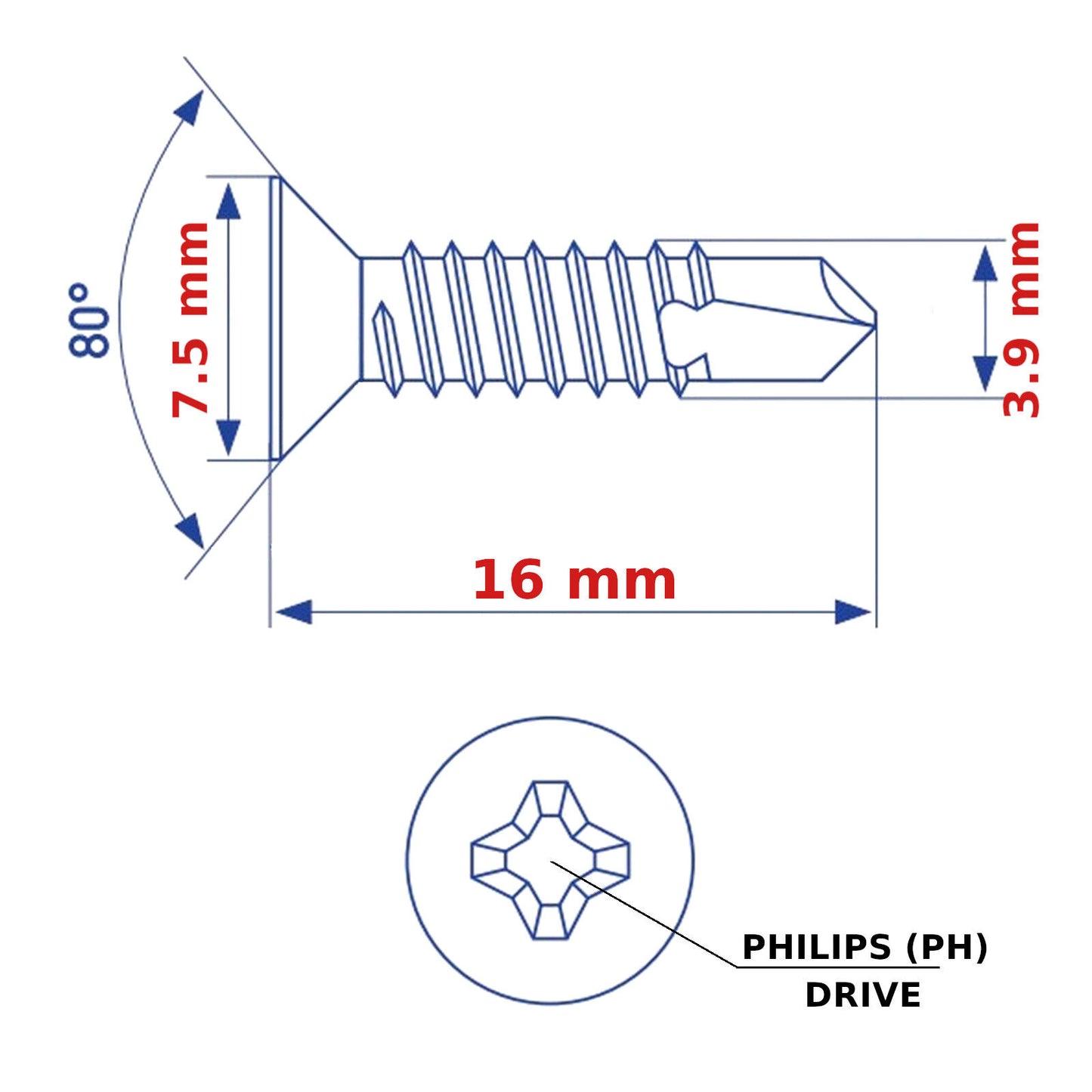 SELF DRILLING SCREWS ø 3.9mm COUNTERSUNK SELF-DRILL