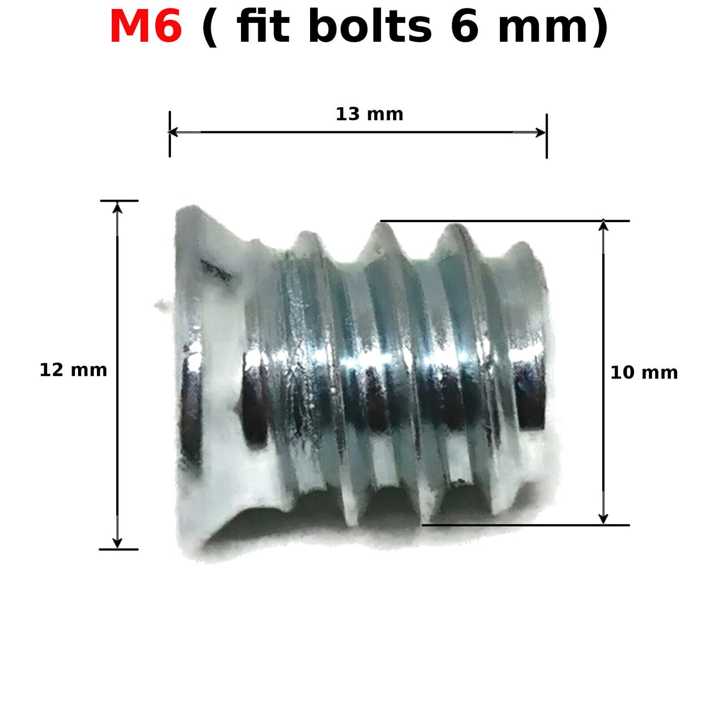 M6 WOOD INSERT NUTS FURNITURE FIXING SCREWS HEX DRIVE METRIC THREAD TYPE A