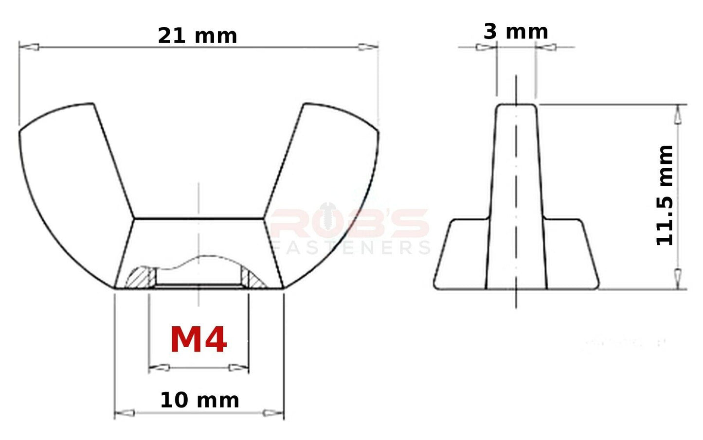 M4 (4mm) NUTS WING DIN 315