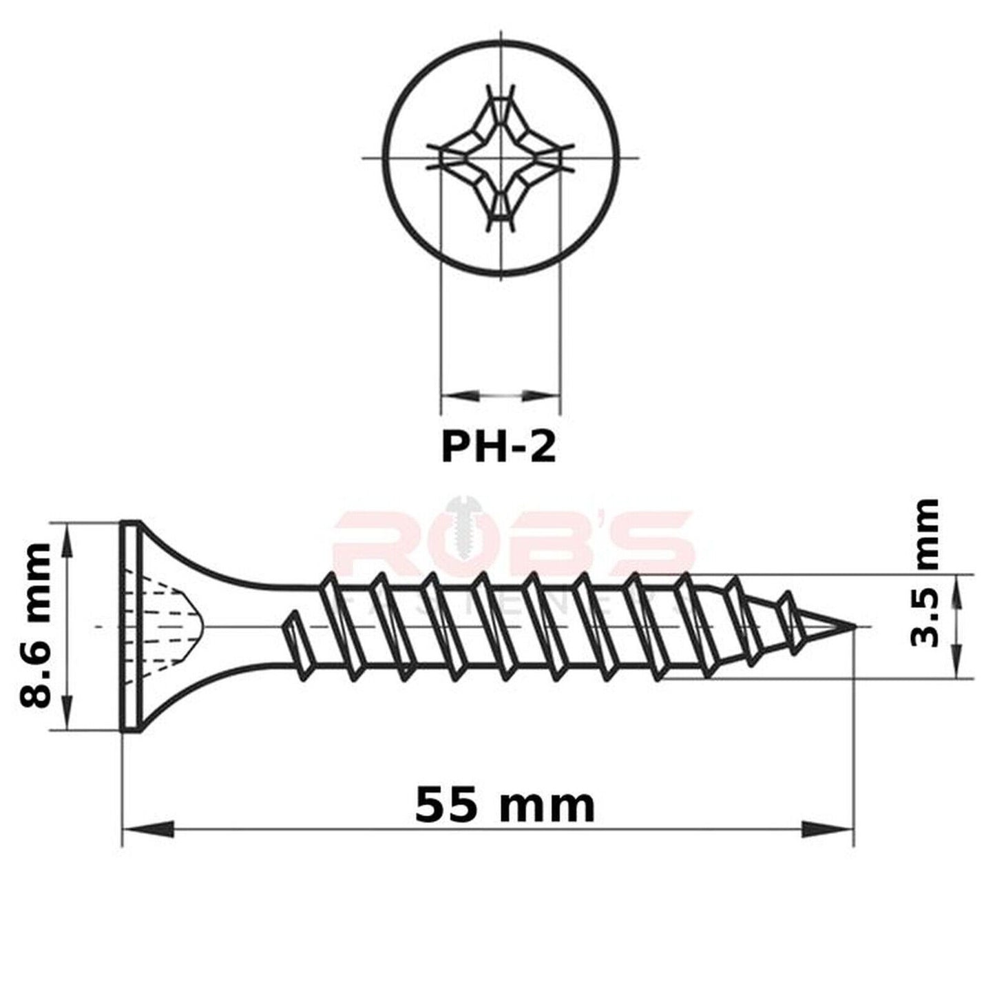 3.5mm Drywall Screws Plasterboard Screw Bugle Head Coarse Thread Black Phosphate