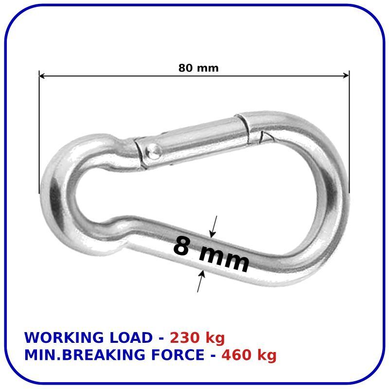 Carabiner Clip 8 mm Snap Hook Spring Karabiner Clips Locking Carbin