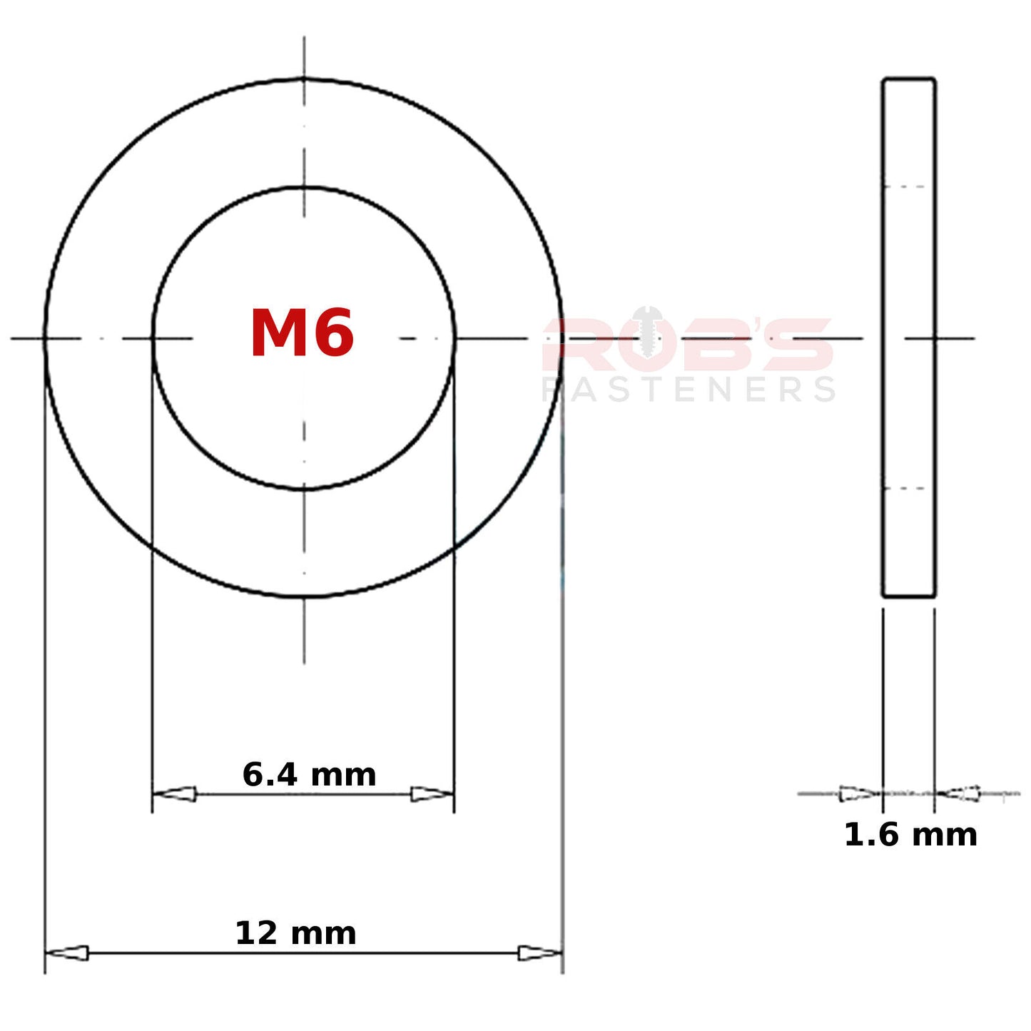 M6 FORM A WASHERS ZINC PLATED DIN 125