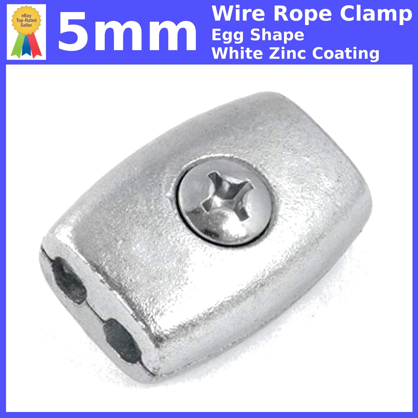 5mm EGG SHAPE WIRE ROPE FITTINGS CABLE CLAMP CLIPS GRIPS ZINC COATING
