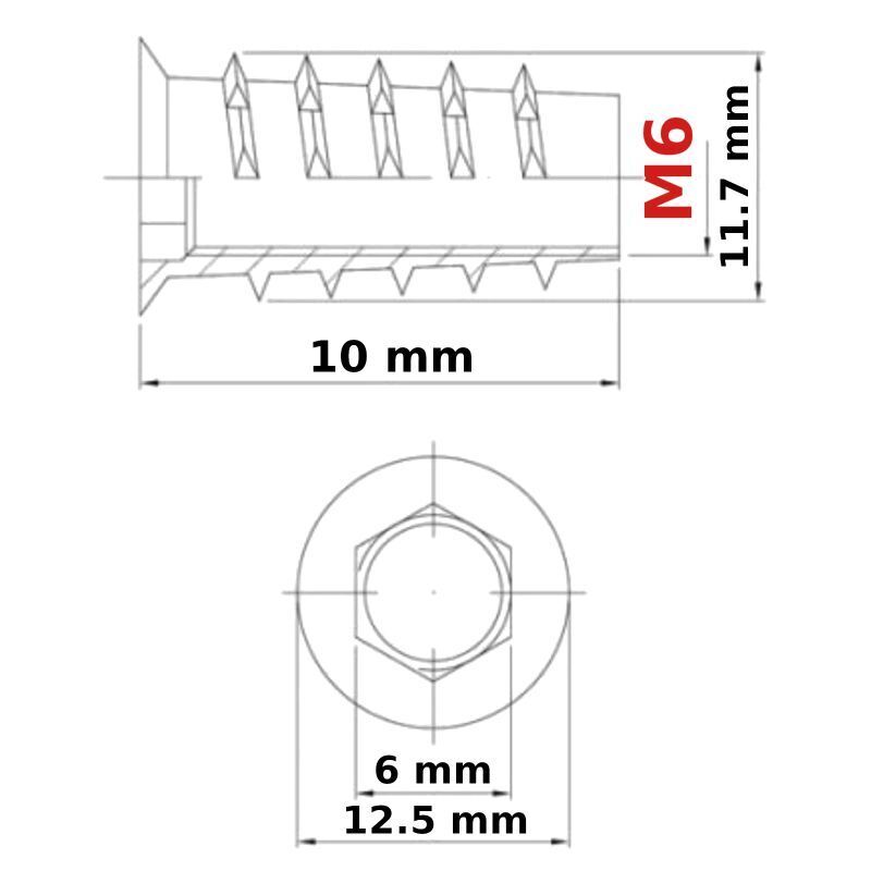 M4 M5 M6 M8 M10 Insert Nuts Threaded Furniture Fixing Hex Drive Metric Screws