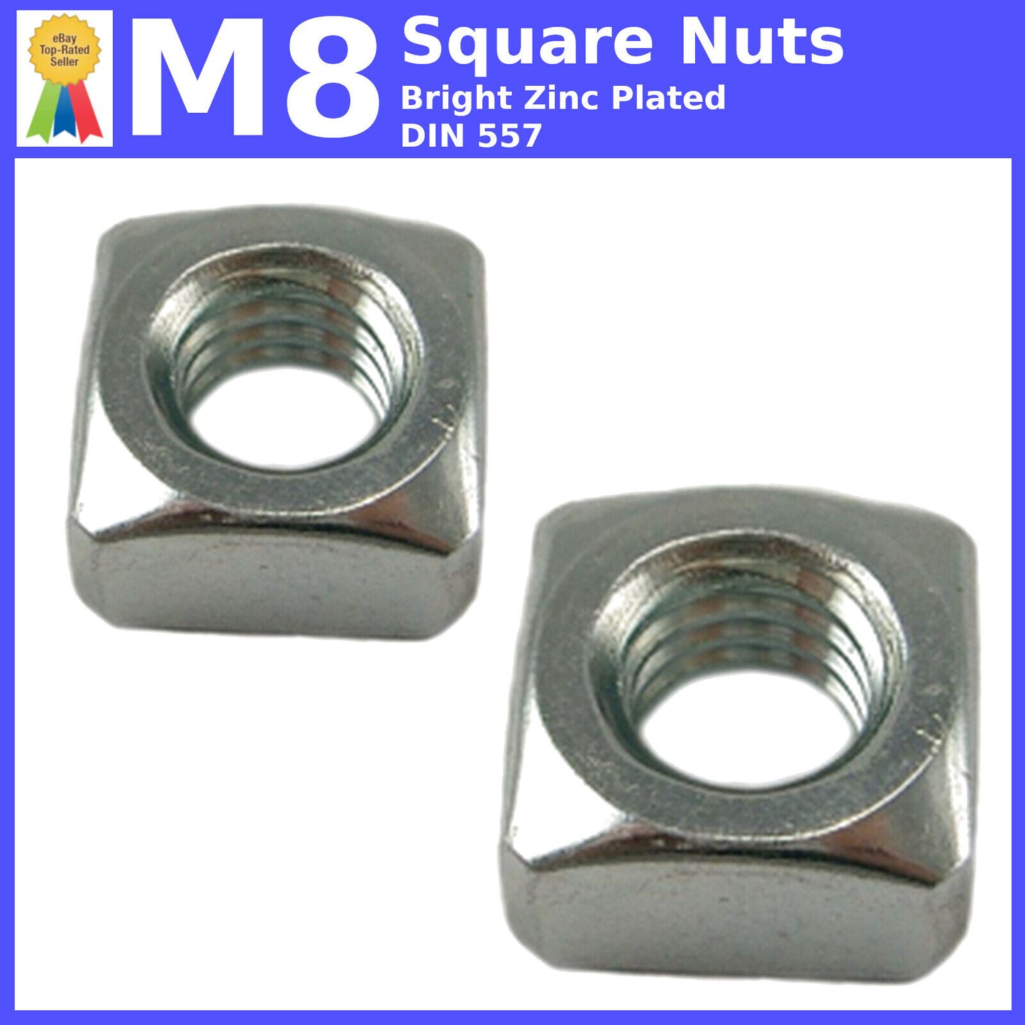 M8 8mm SQUARE NUTS NUT METRIC THREAD BRIGHT ZINC PLATED DIN 567