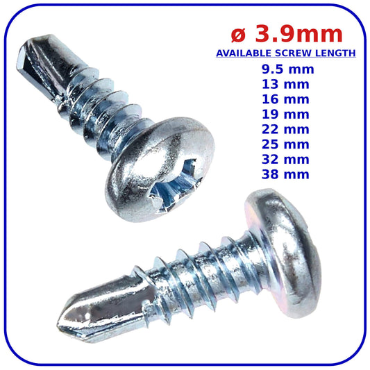 ø 3.9 mm Self Drilling Screws Pan Head Zinc Plated DIN 7504