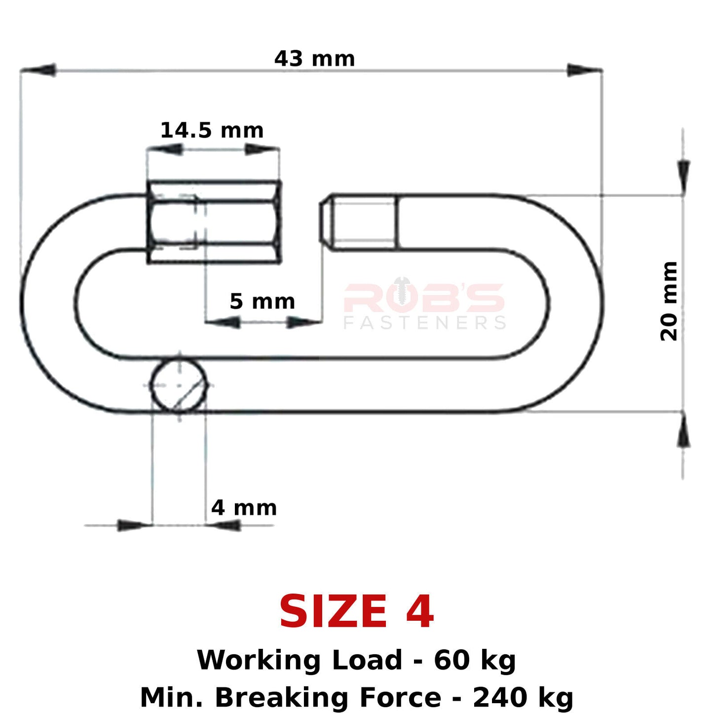 Quick Repair Link Chain Extend Screw Lock Fastener Carabiner Rope Hook