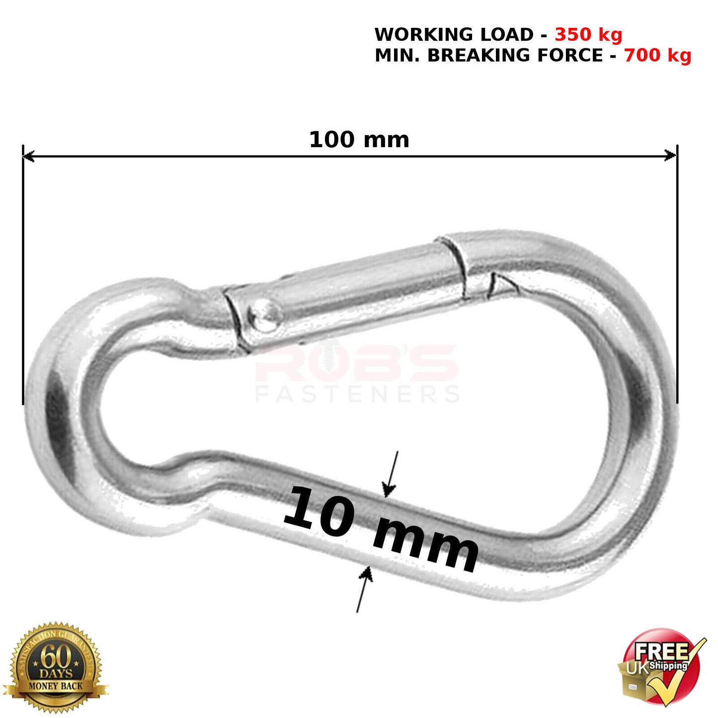 Carabiner Clip 10 mm Snap Hook Spring Karabiner Clips Locking Carbin