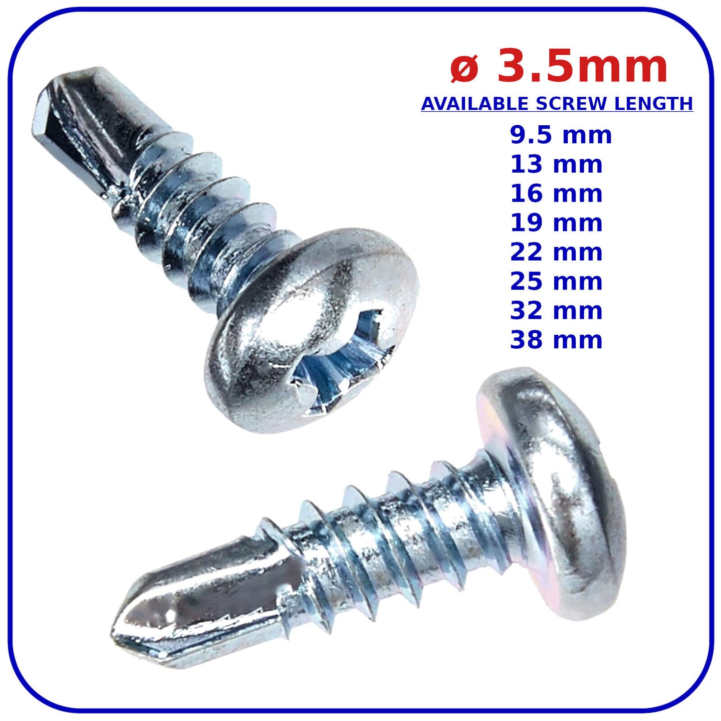 ø 3.5 mm Self Drilling Screws Pan Head Zinc Plated DIN 7504