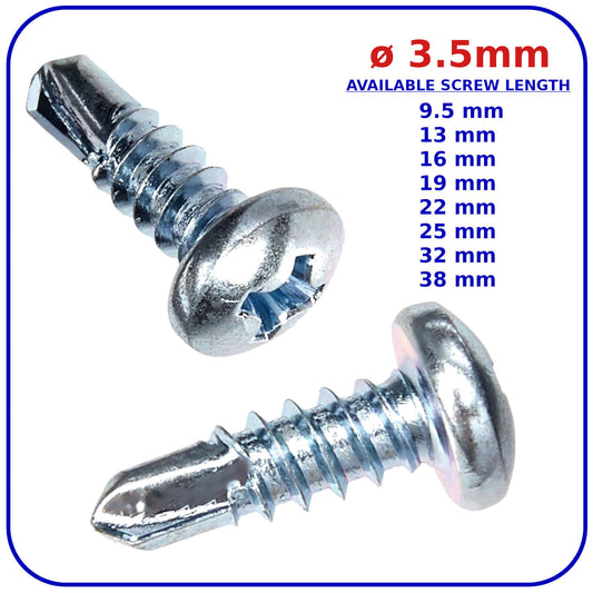 ø 3.5 mm Self Drilling Screws Pan Head Zinc Plated DIN 7504