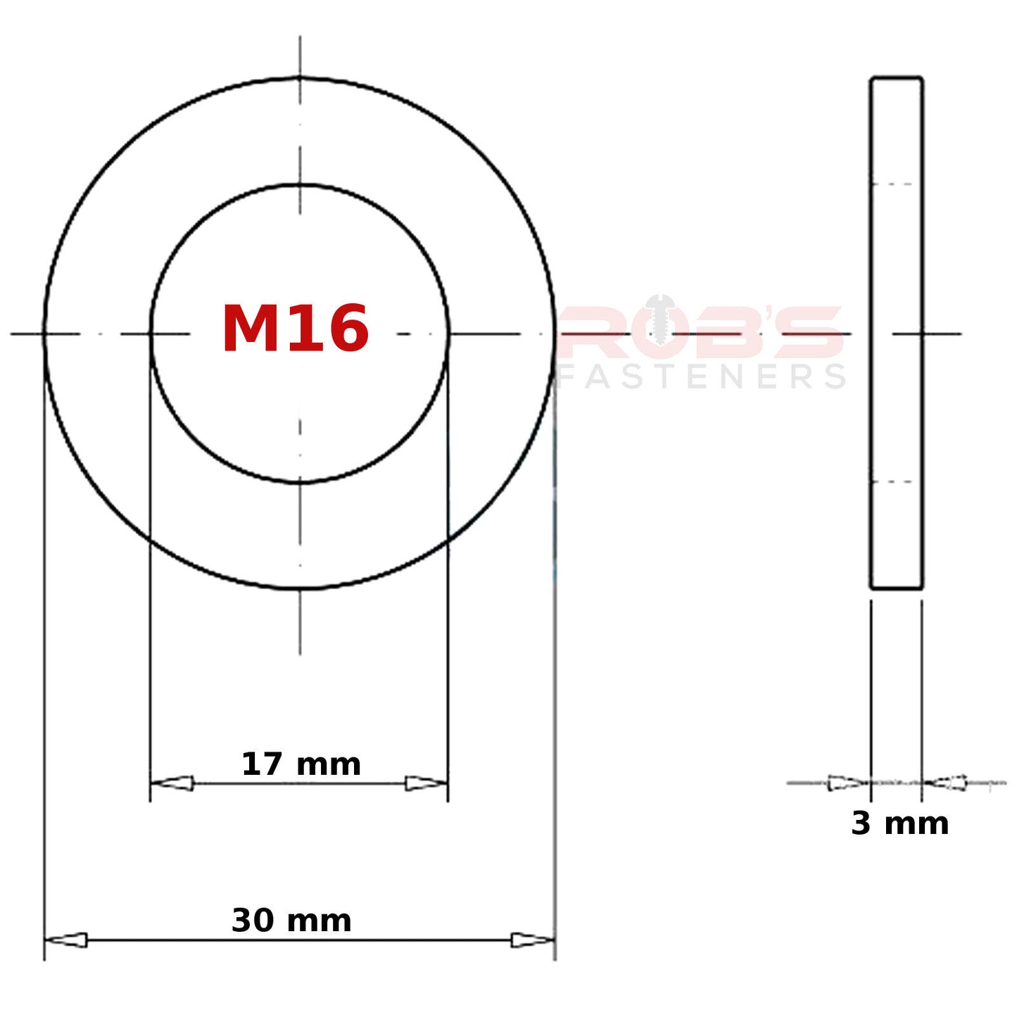 M16 FORM A WASHERS ZINC PLATED DIN 125