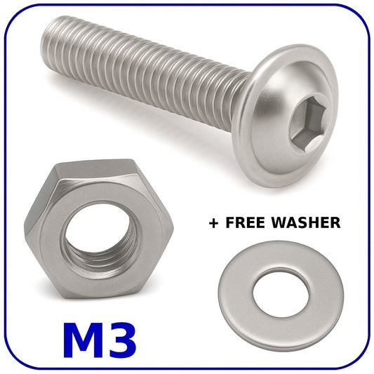 Flange Machine Screws M3 Nuts Washers Bolts Socket Head Flanged Allen Zinc