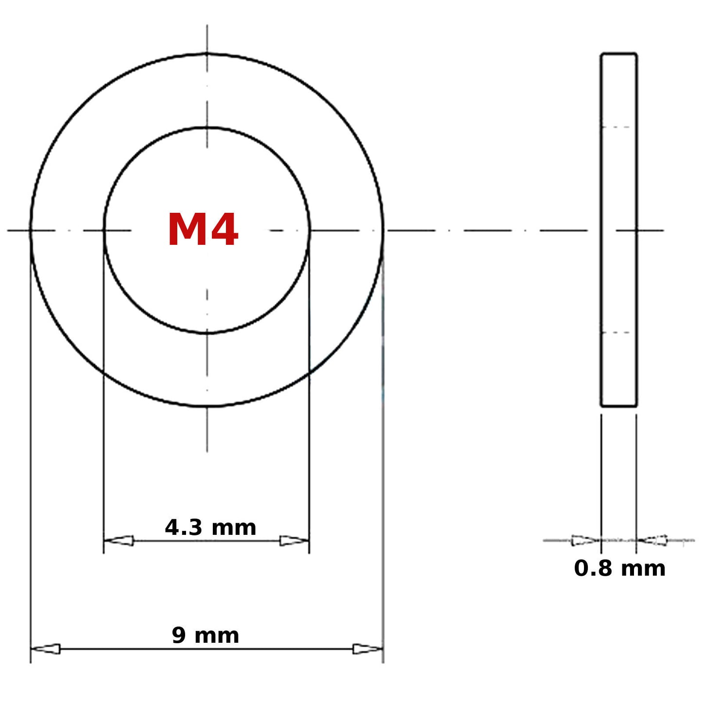 M4 FORM A WASHERS ZINC PLATED DIN 125