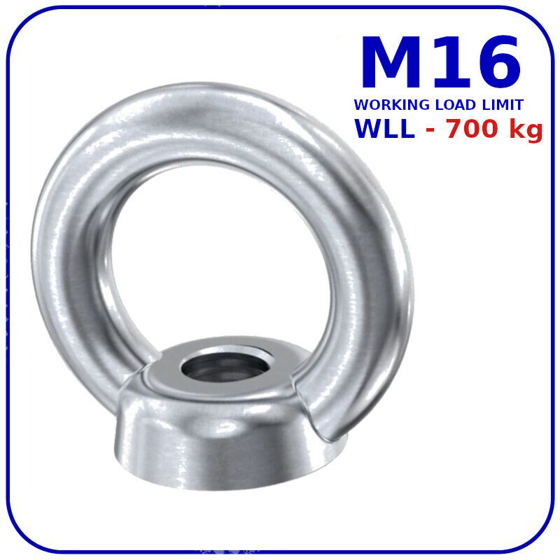 Eye Nuts M16 16mm Lifting Nut Zinc Plated Steel Working Load 700 kg DIN 582