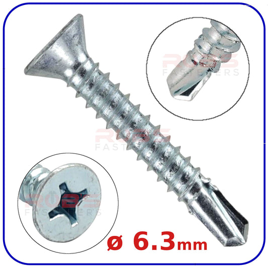 ø 6.3mm SELF DRILLING SCREWS COUNTERSUNK HEAD