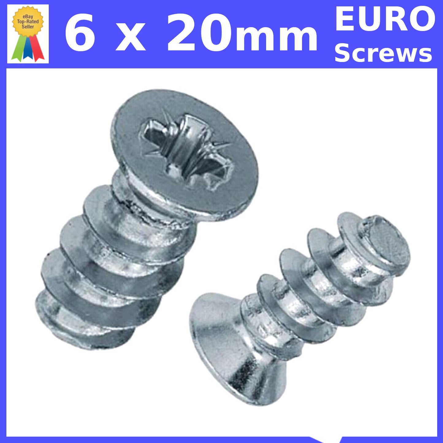 M6 6mm x 20mm FURNITURE SCREWS MOUNTING DRAW RUNNERS HINGES FLAT HEAD EURO SCREW