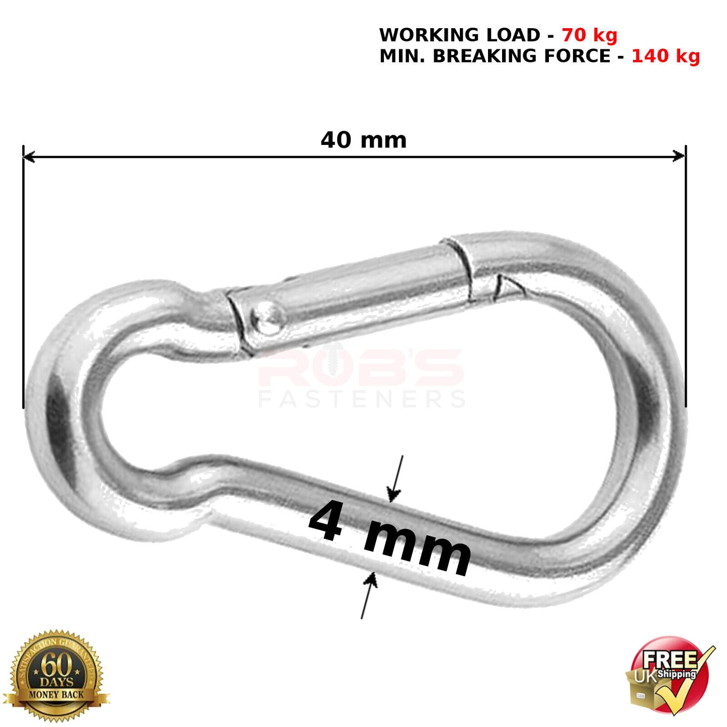 Carabiner Clip 4 mm Snap Hook Spring Karabiner Clips Locking Carbin