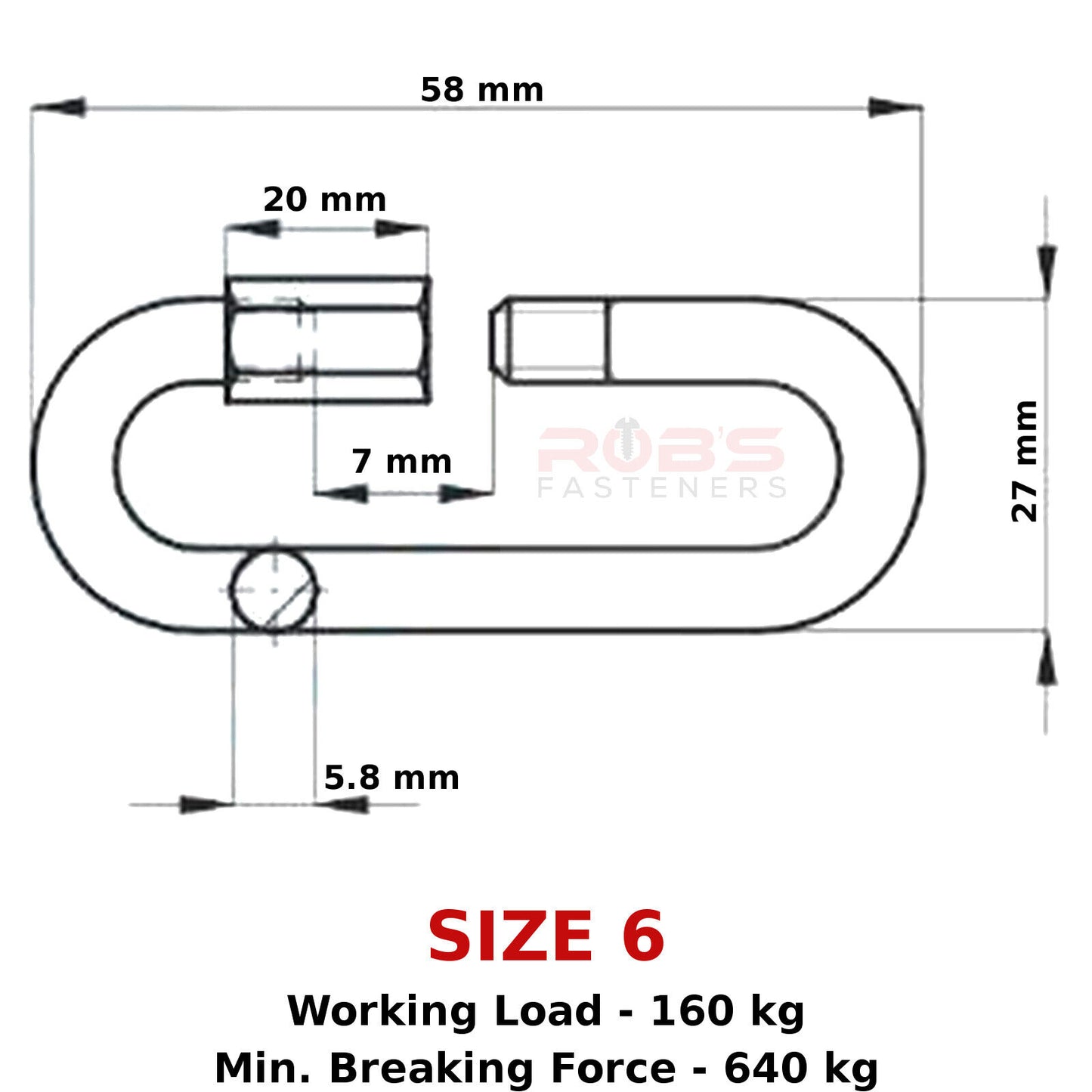 Quick Repair Link Chain Extend Screw Lock Fastener Carabiner Rope Hook