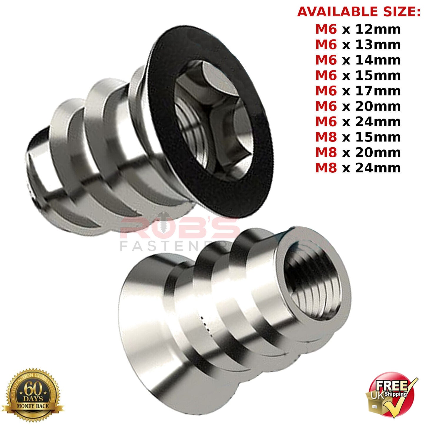INSERT NUTS M6 M8 FURNITURE FIXING WOOD SCREWS HEX DRIVE METRIC THREAD TYPE B
