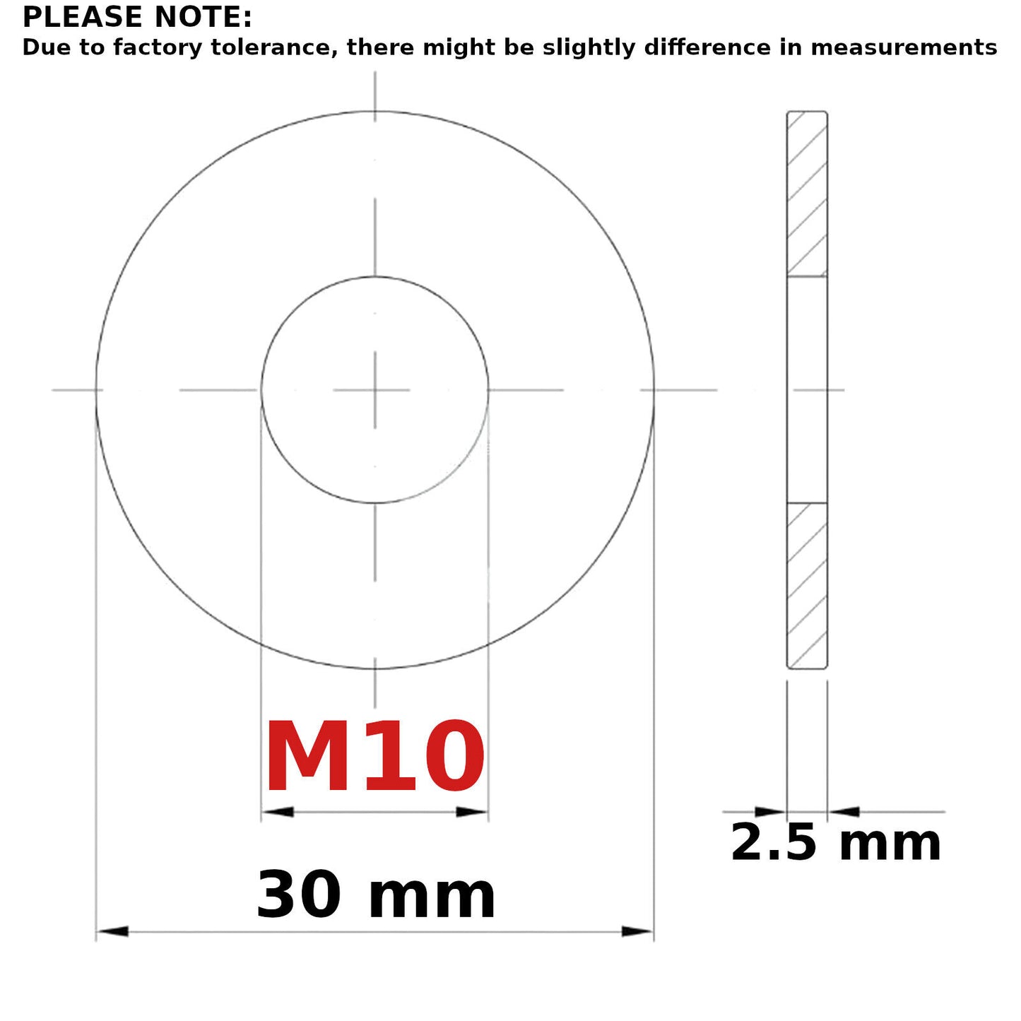 M10 FORM G WASHERS LARGE FLAT WIDE THICK DIN 9021 ZINC PLATED