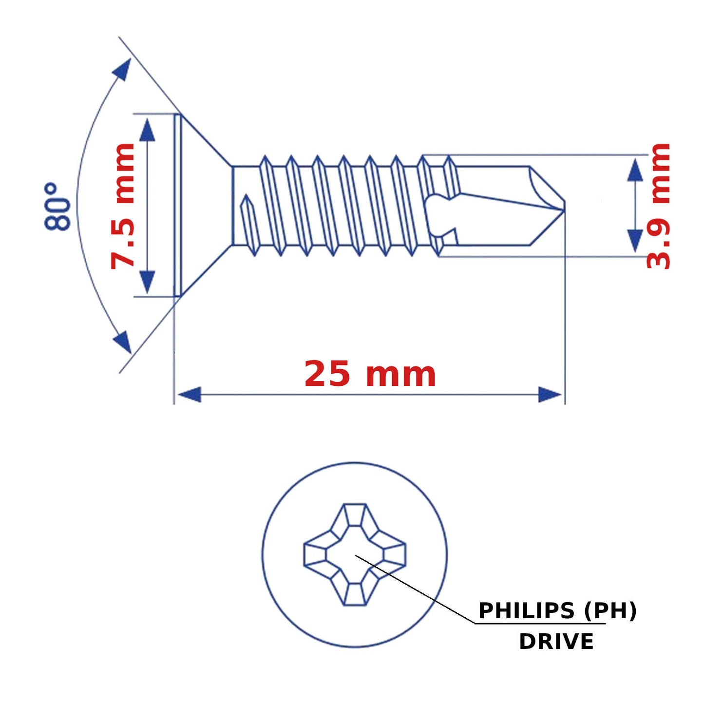SELF DRILLING SCREWS ø 3.9mm COUNTERSUNK SELF-DRILL