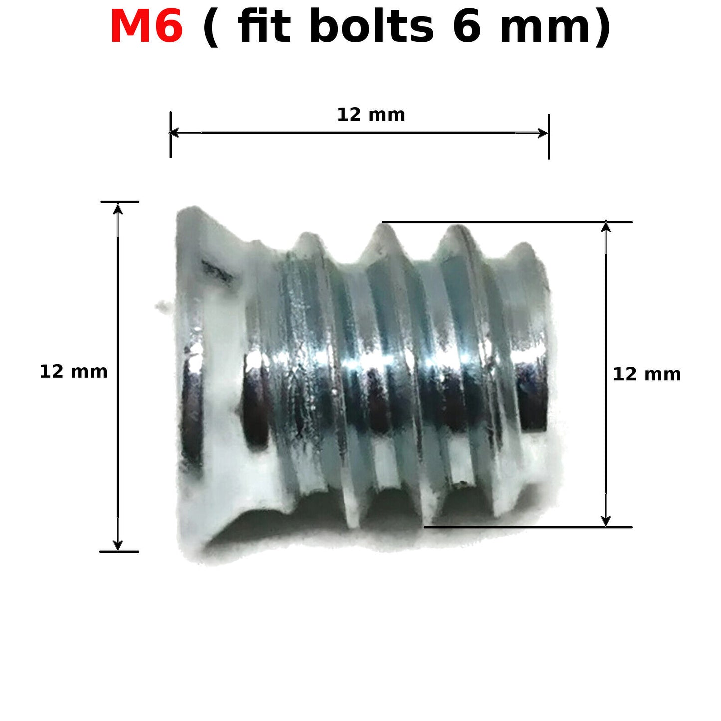 M6 WOOD INSERT NUTS FURNITURE FIXING SCREWS HEX DRIVE METRIC THREAD TYPE A