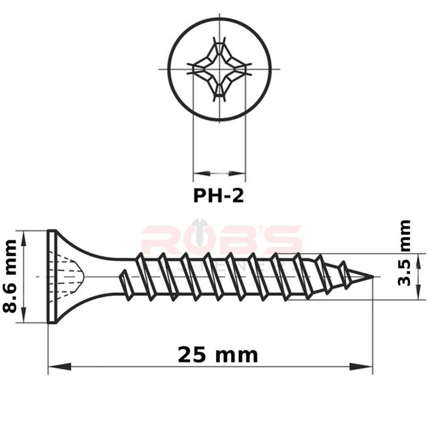 3.5mm Drywall Screws Plasterboard Screw Bugle Head Coarse Thread Black Phosphate