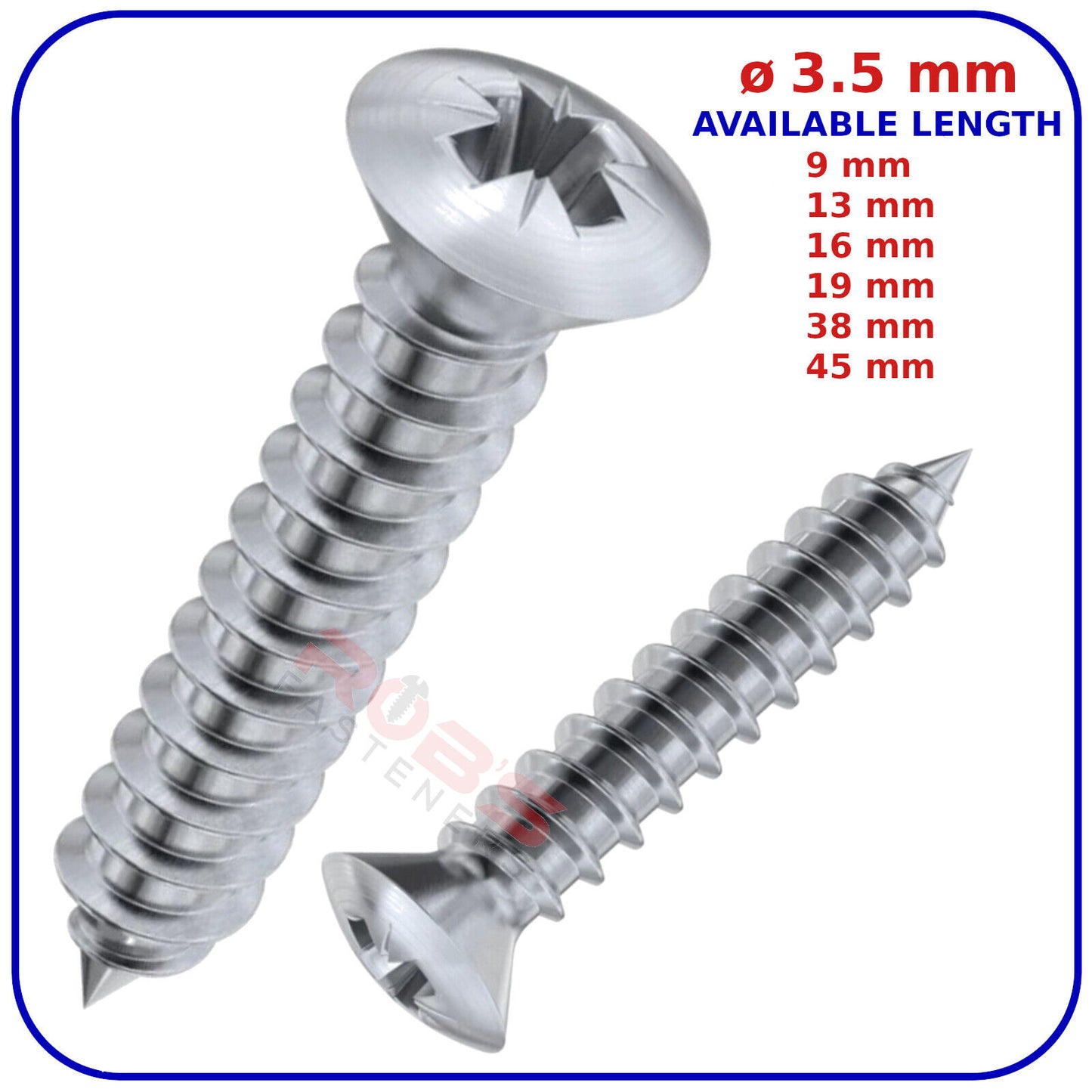 SELF TAPPING WOOD SCREWS RAISED HEAD POZI COUNTERSUNK 3.5mm /No.6 ZINC PLATED